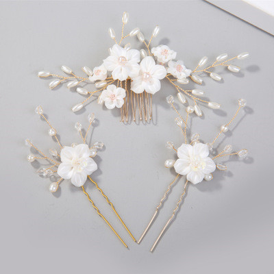 3 piece Elegant Bridal Wedding Flower Hairpins - Click Image to Close
